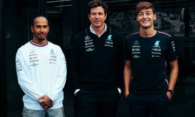 Lewis Hamilton, Toto Wolff, George Russell, Mercedes F1