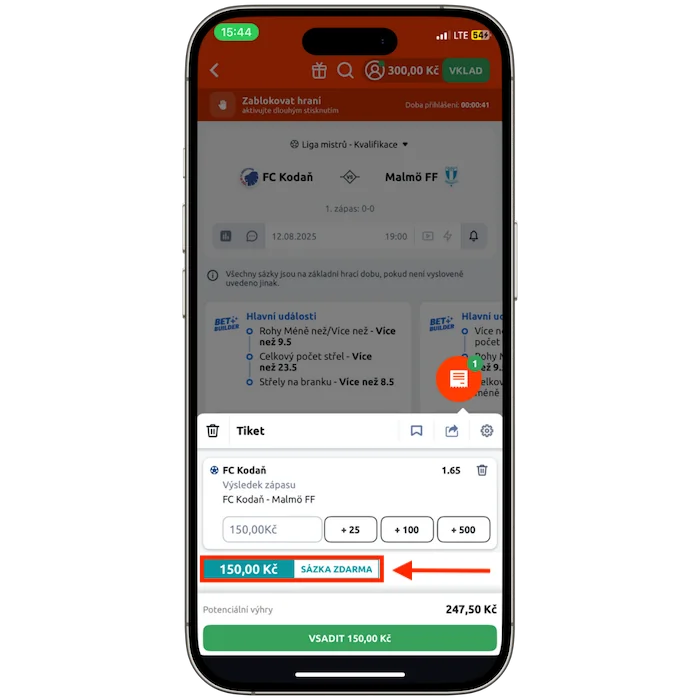 Aktivace Betano sázky zdarma