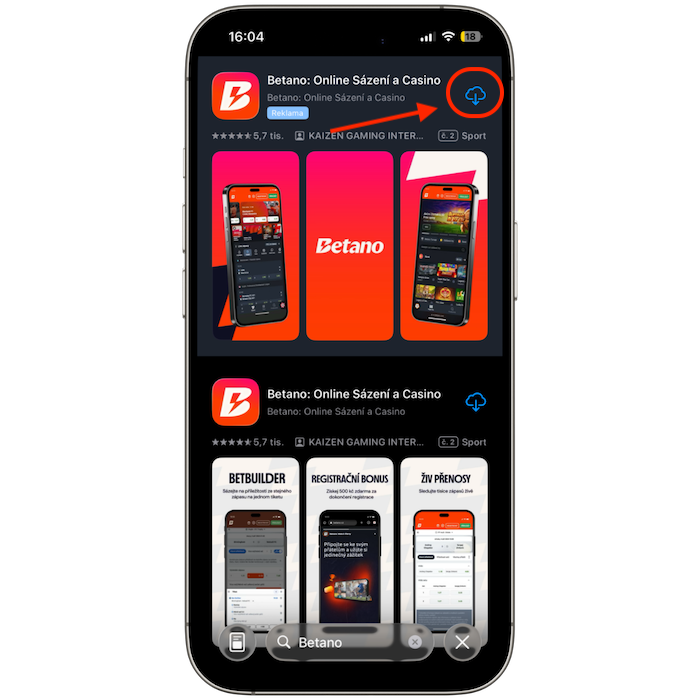 Aplikace Betano v App Store