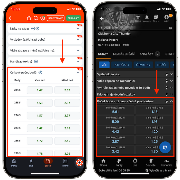 Basketbal sázky over under