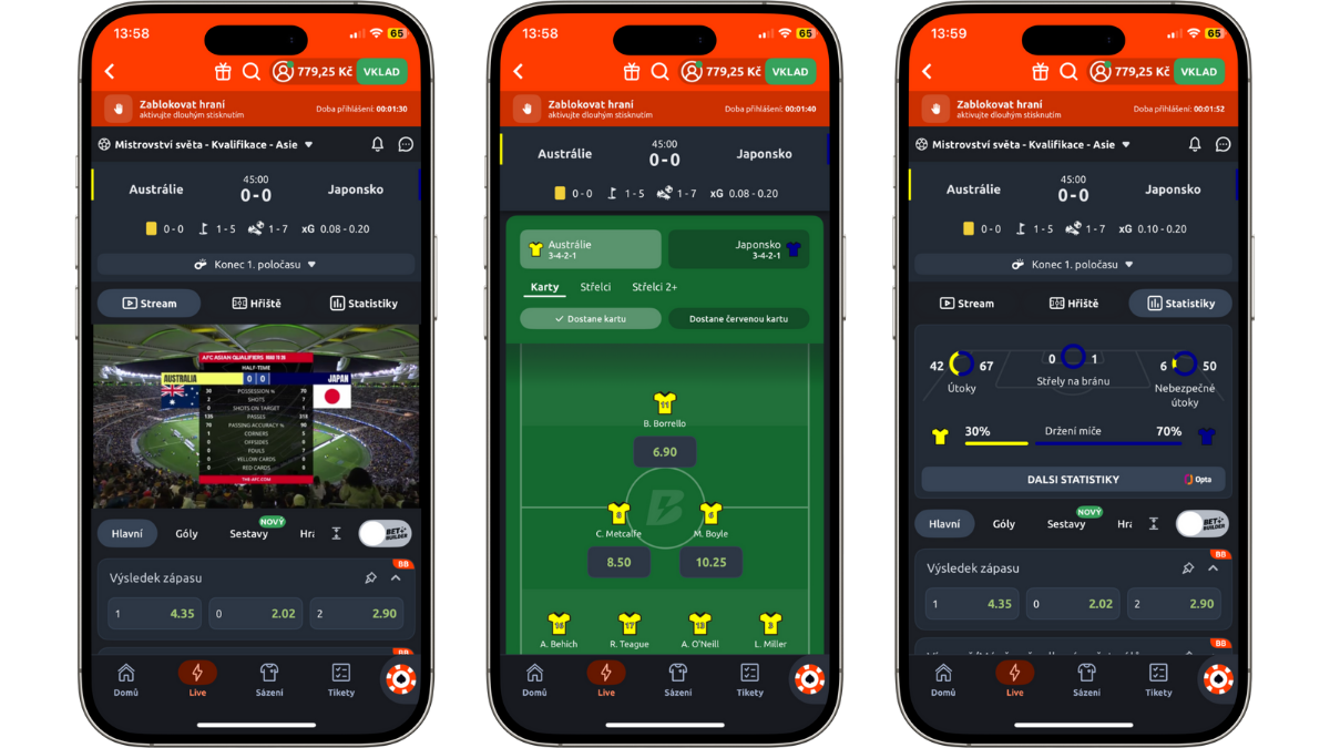 Live sázení na Betano