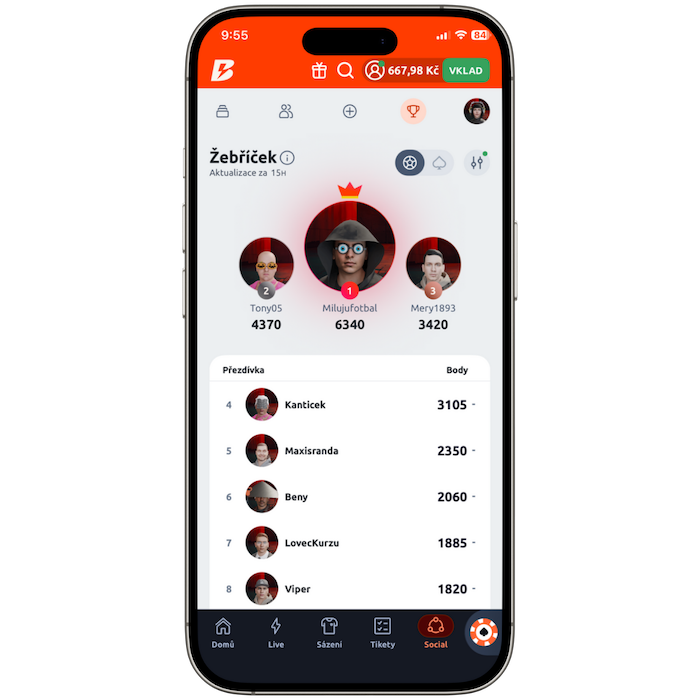 Betano social žebříček