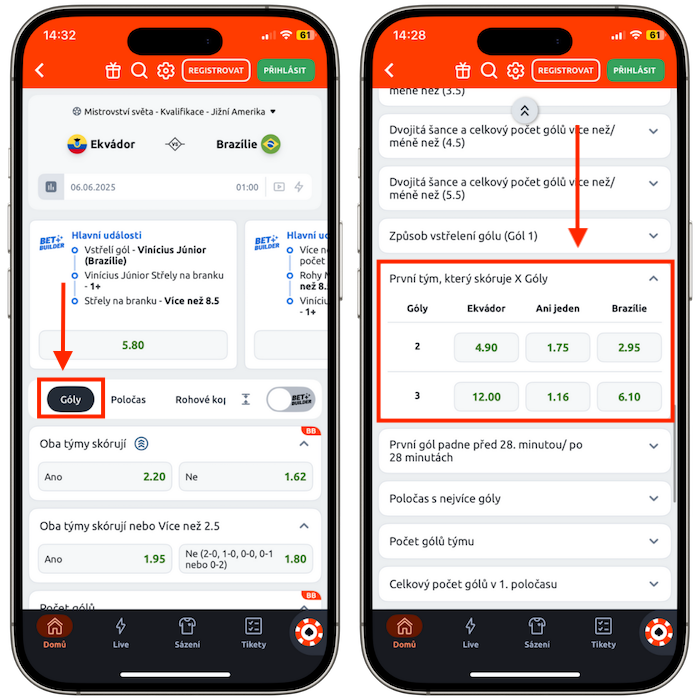 Ukázka Expected Goals