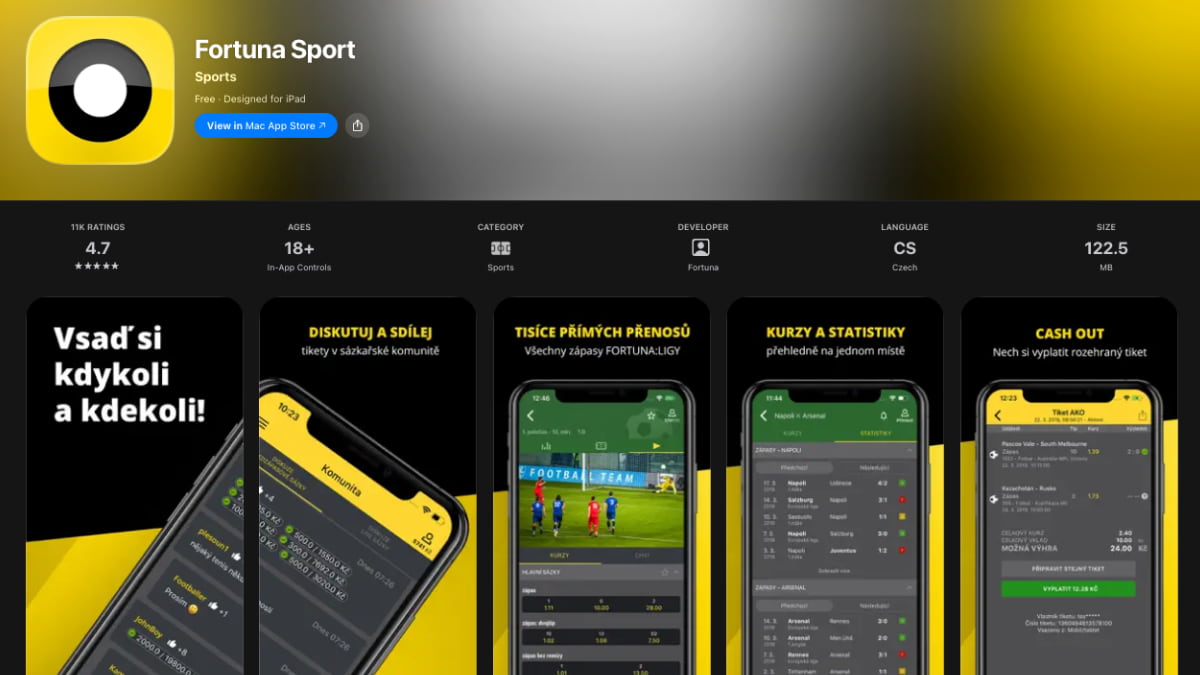 Fortuna mobilní aplikace