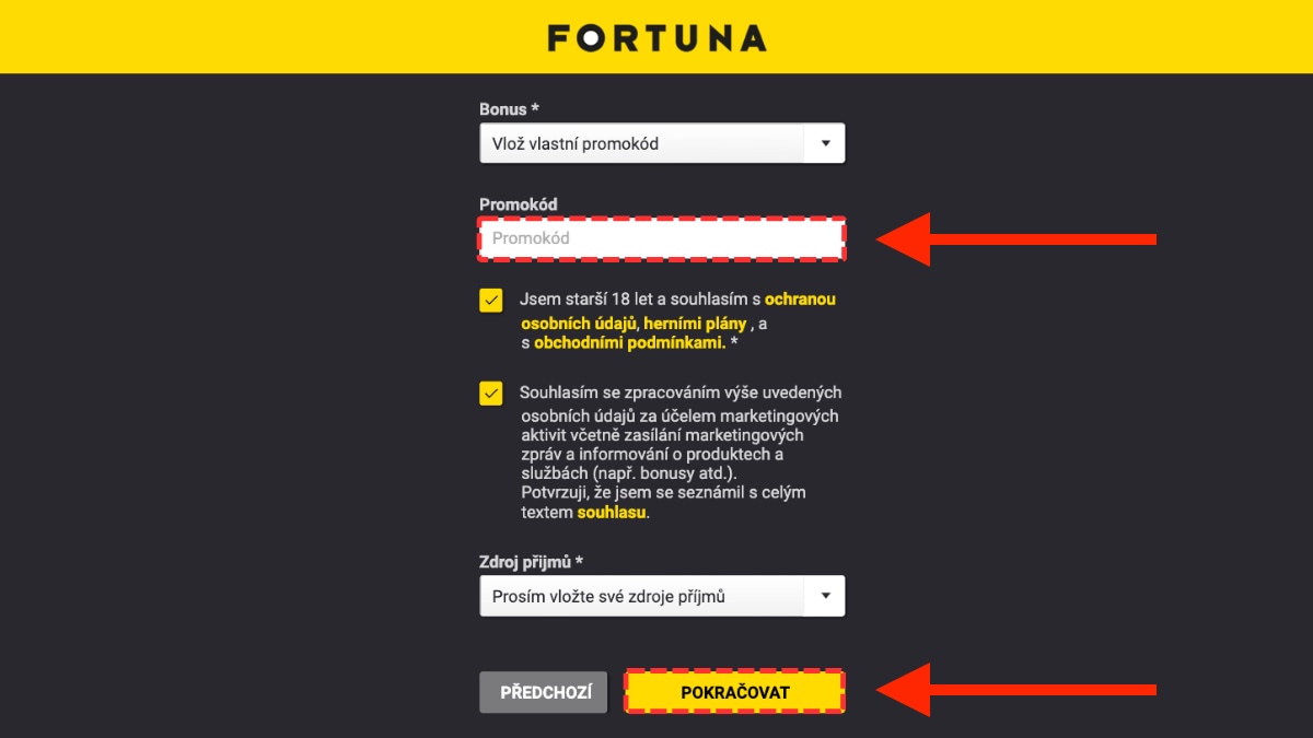 Fortuna promo kód