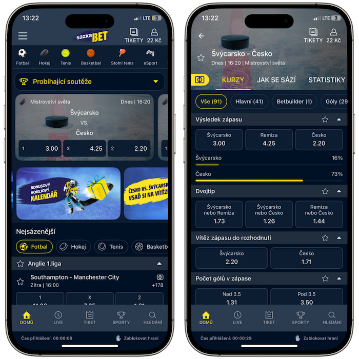 Funkce Sazkabet aplikace