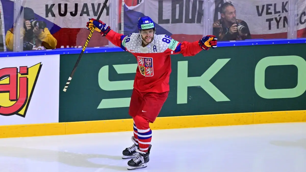 Hokejista David Pastrňák na MS v hokeji