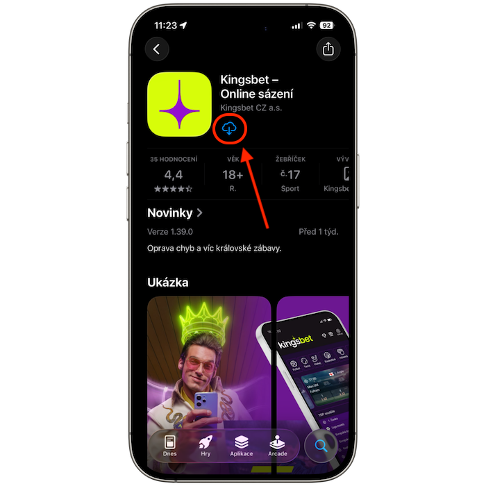 Instalace aplikace Kingsbet na Apple