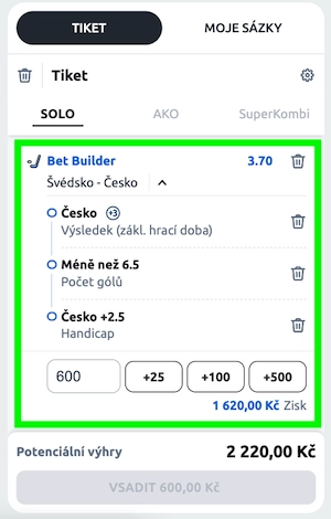 Jak si sestavit tiket přes Betano BetBuilder?