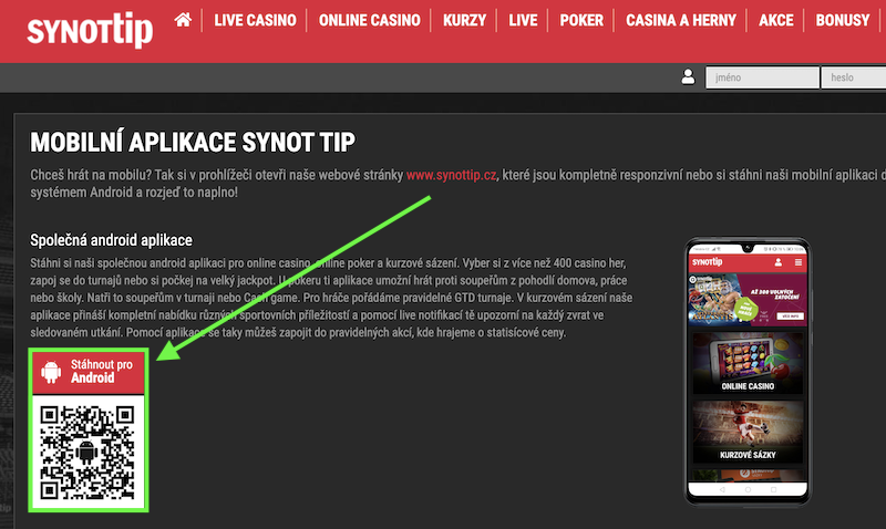 Jak stáhnout mobilní aplikaci Synottip