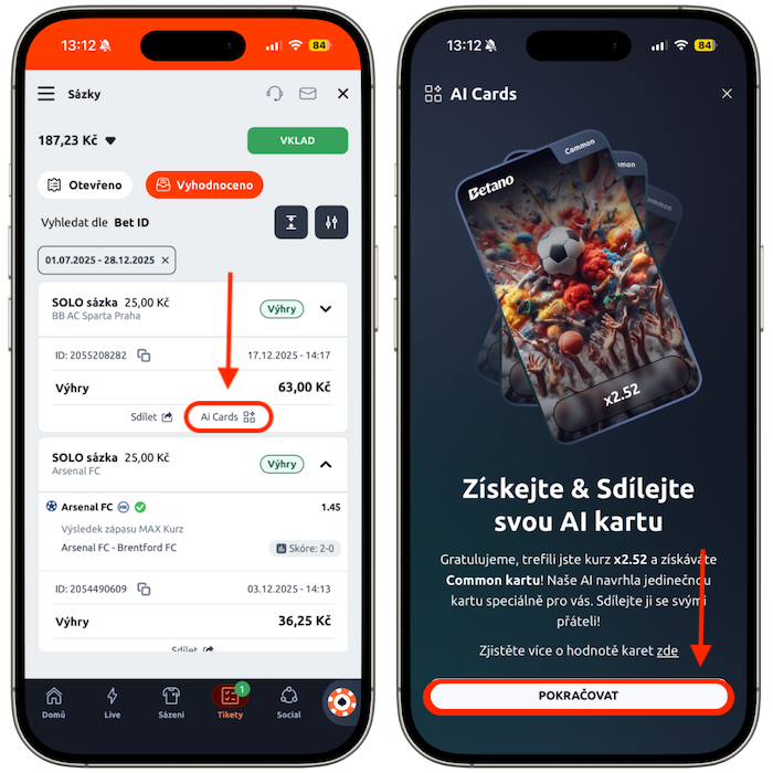 Kde najdete Betano AI Cards