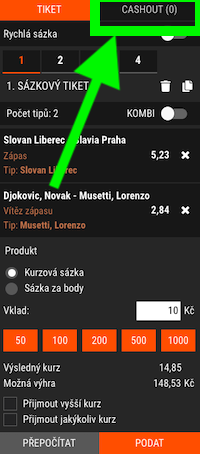 Kde využít funkci Synottip cashout