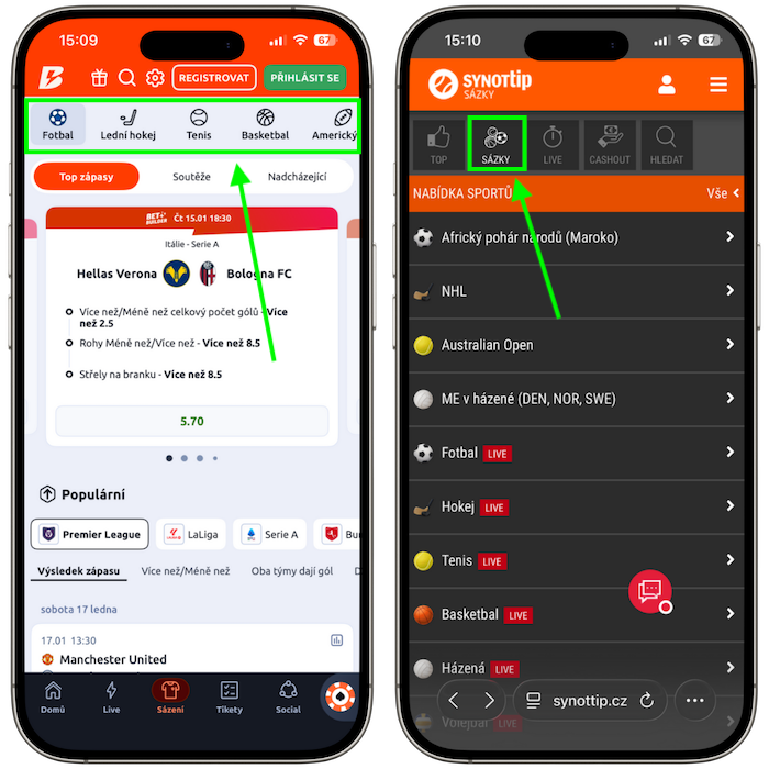 Kurzová nabídka Betano vs Synottip