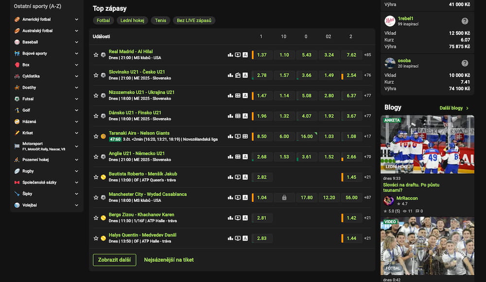 Chance sportovní sázení