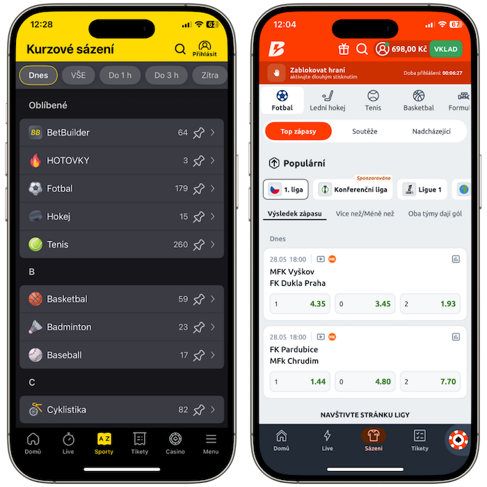 Kurzová nabídka Fortuna a Betano