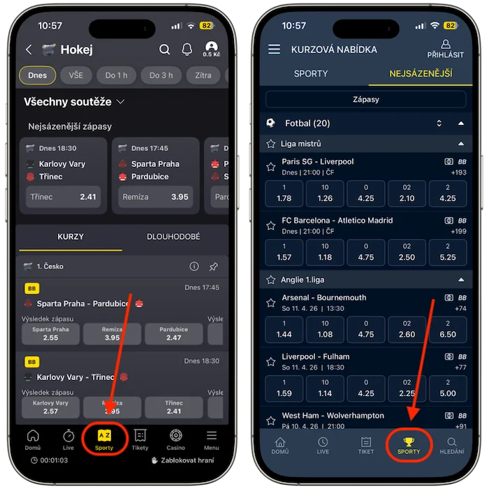 Kurzová nabídka Fortuna vs Sazkabet