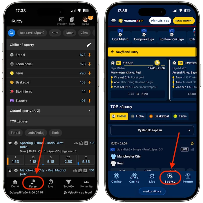 Kurzová nabídka Tipsport vs Merkurxtip