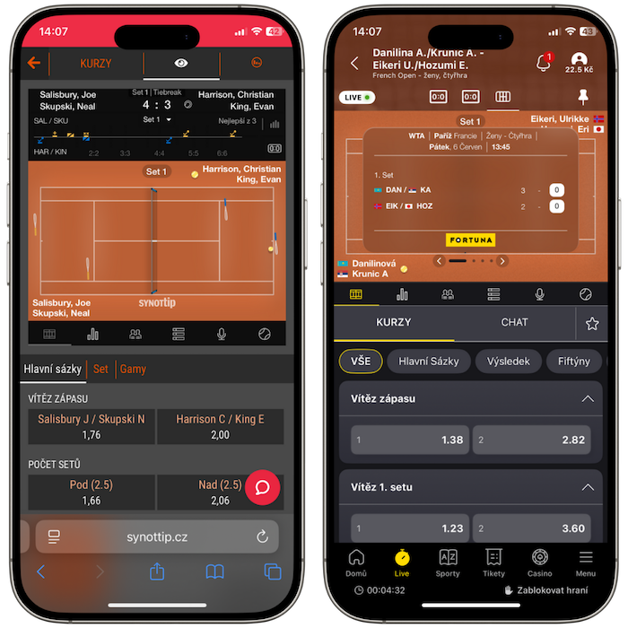 Live sázení Synottip a Fortuna