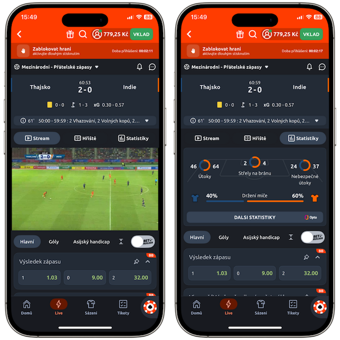 Live sázení u Betano