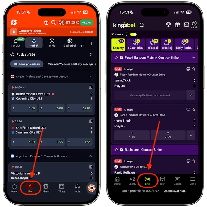 Live sázky Betano vs Kingsbet