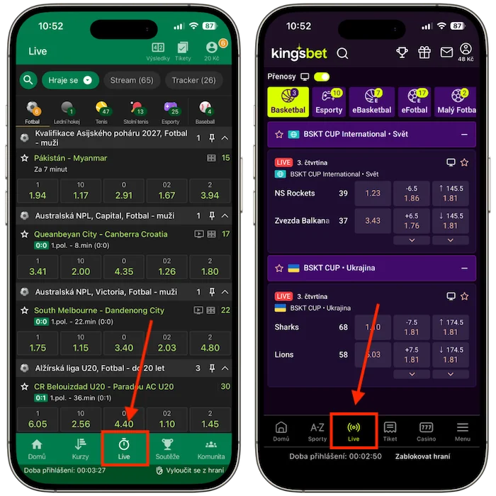 Live sázky Chance vs Kingsbet