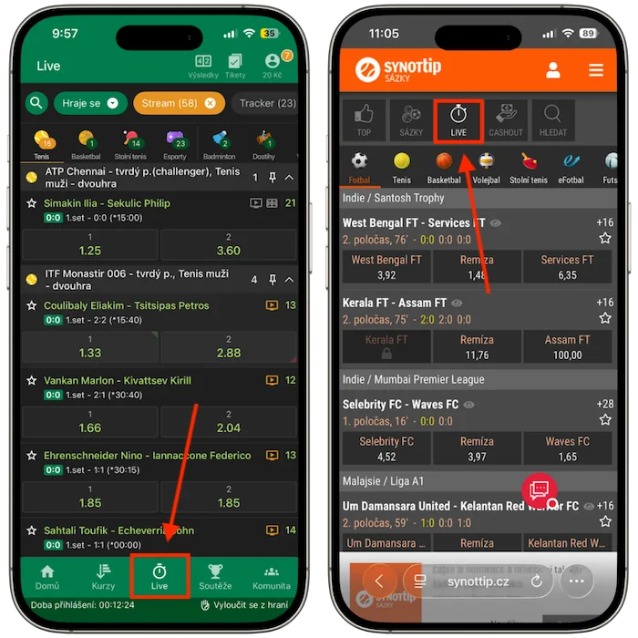 Live sázky Chance vs Synottip