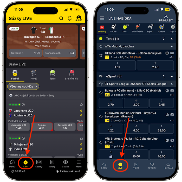 Live sázky Fortuna vs Sazkabet