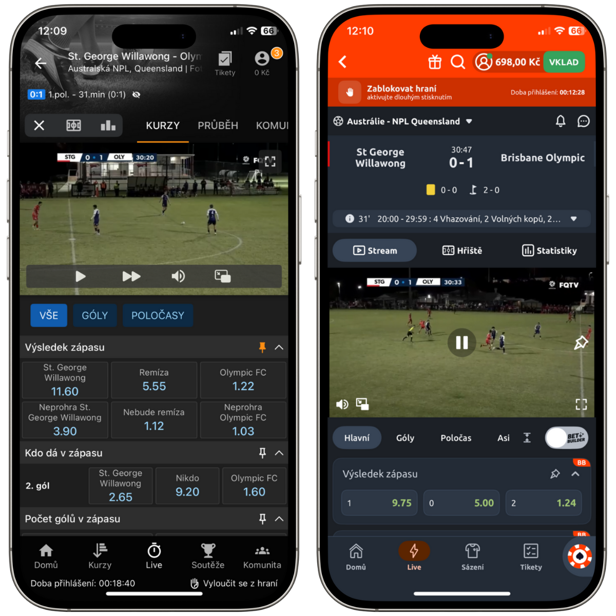 Live sázky a živé přenosy