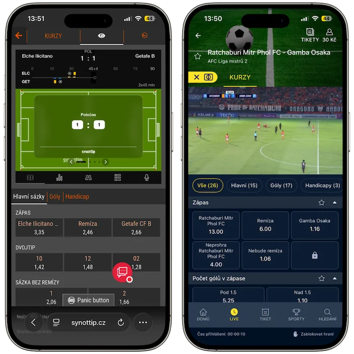 Live streamy Synottip vs Sazkabet