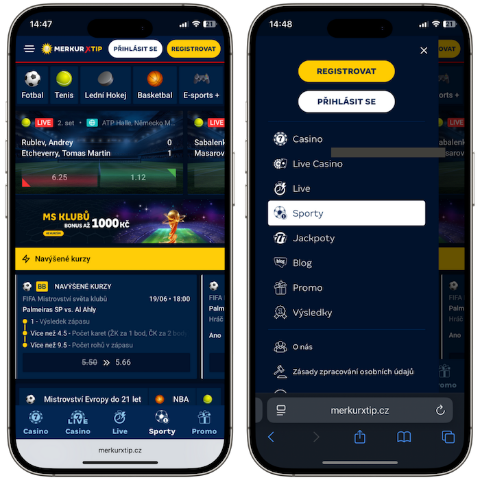 Mobilní aplikace Merkurxtip