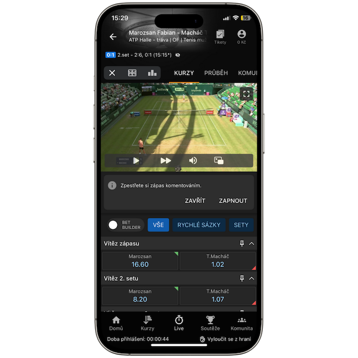 Okno s live přenosem