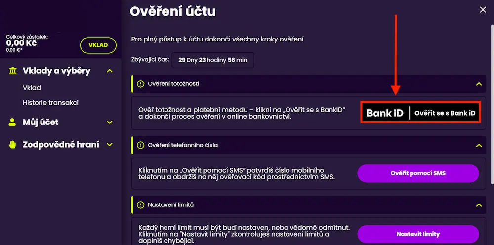 Ověření identity Kingsbet