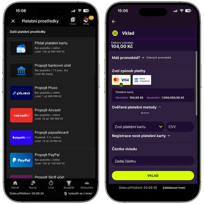Platební metody Tipsport vs Kingsbet