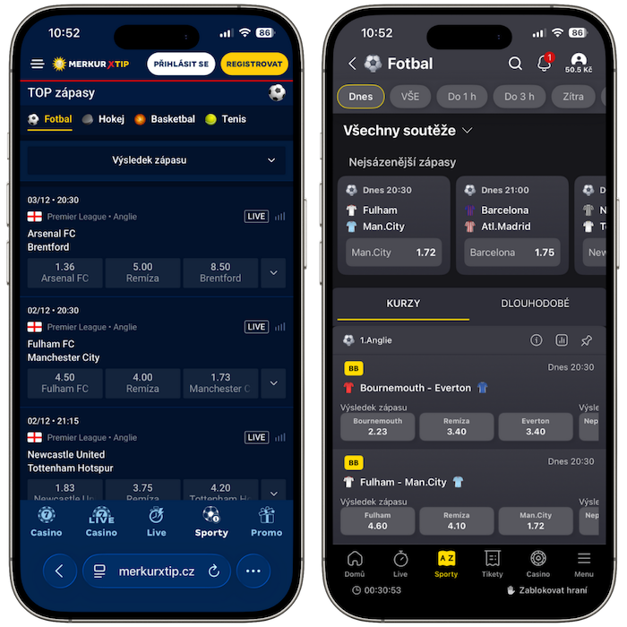 Porovnání kurzové nabídky Merkurxtip vs Fortuna