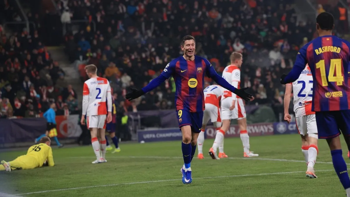 Robert Lewandowski Barcelona Slavia