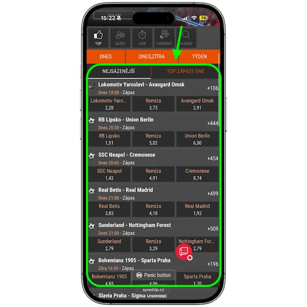 Synottip betbuilder nabídka