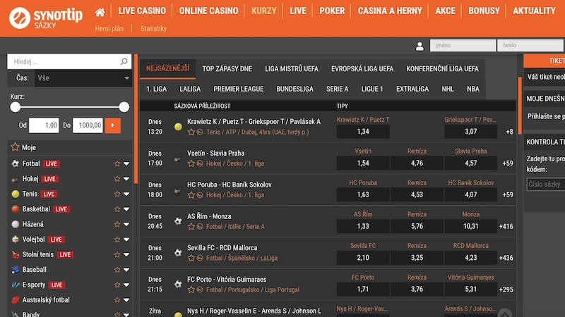 Synottip kurzová nabídka