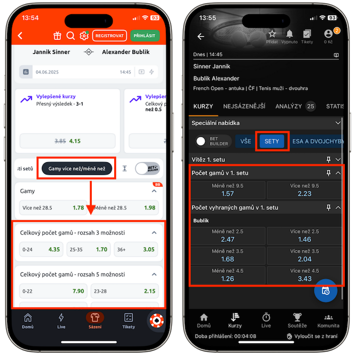 Tenis sázky over under