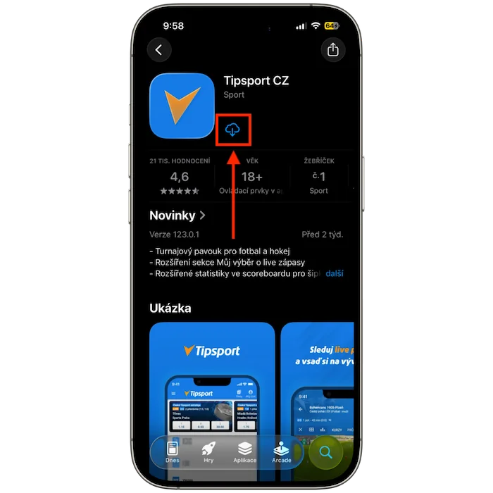 Tipsport aplikace v IOS