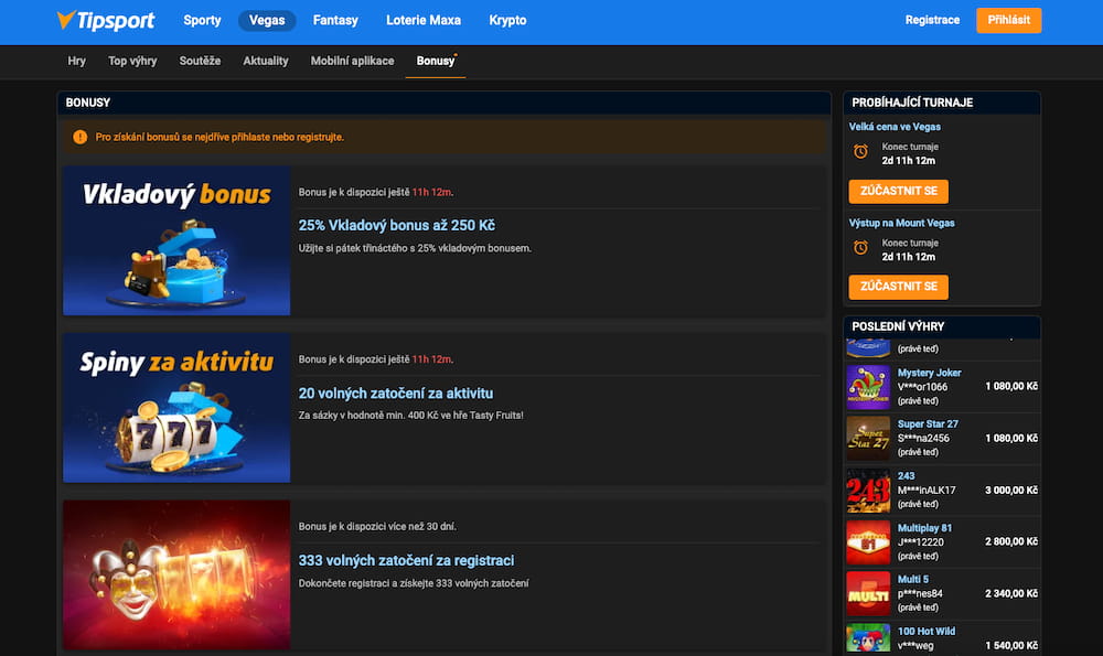 Tipsport bonusy a promo akce
