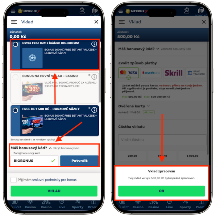 Unikátní MerkurXtip promo kód BIGBONUS