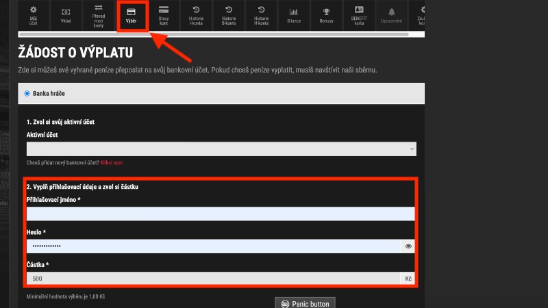 Výběr peněz Synottip