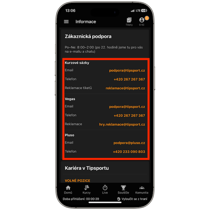 Zákaznická podpora Tipsport