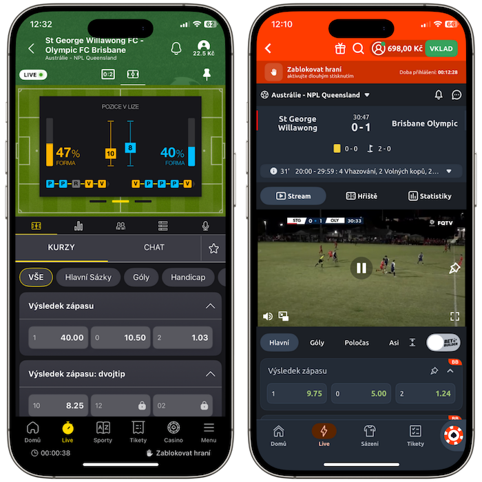 Live sázky Fortuna a Betano