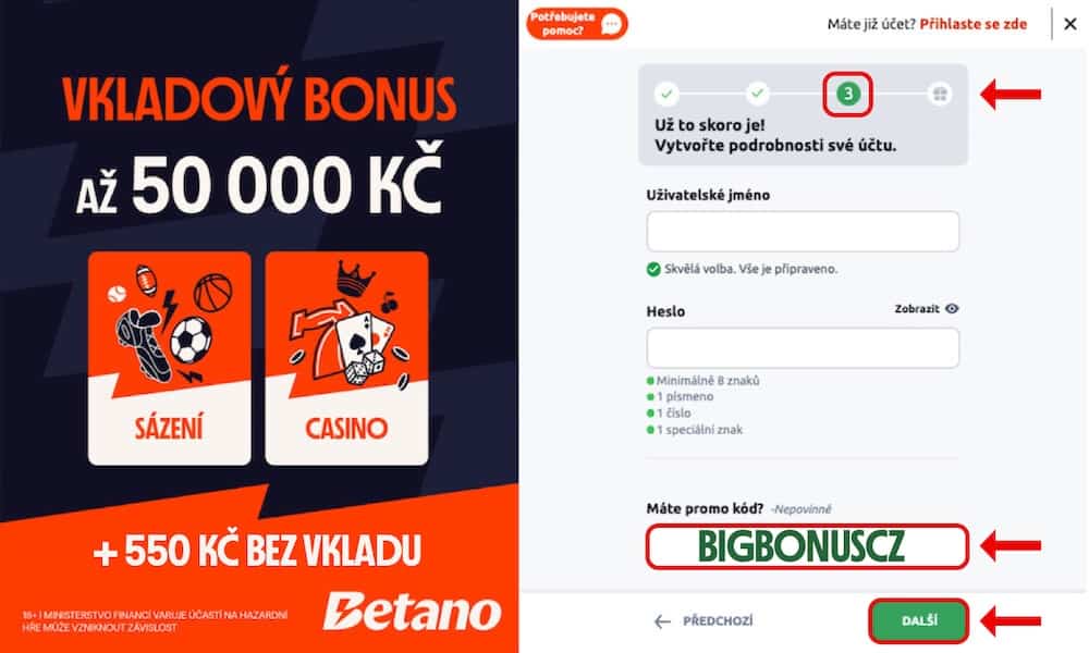 Registrace s Betano promo kódem