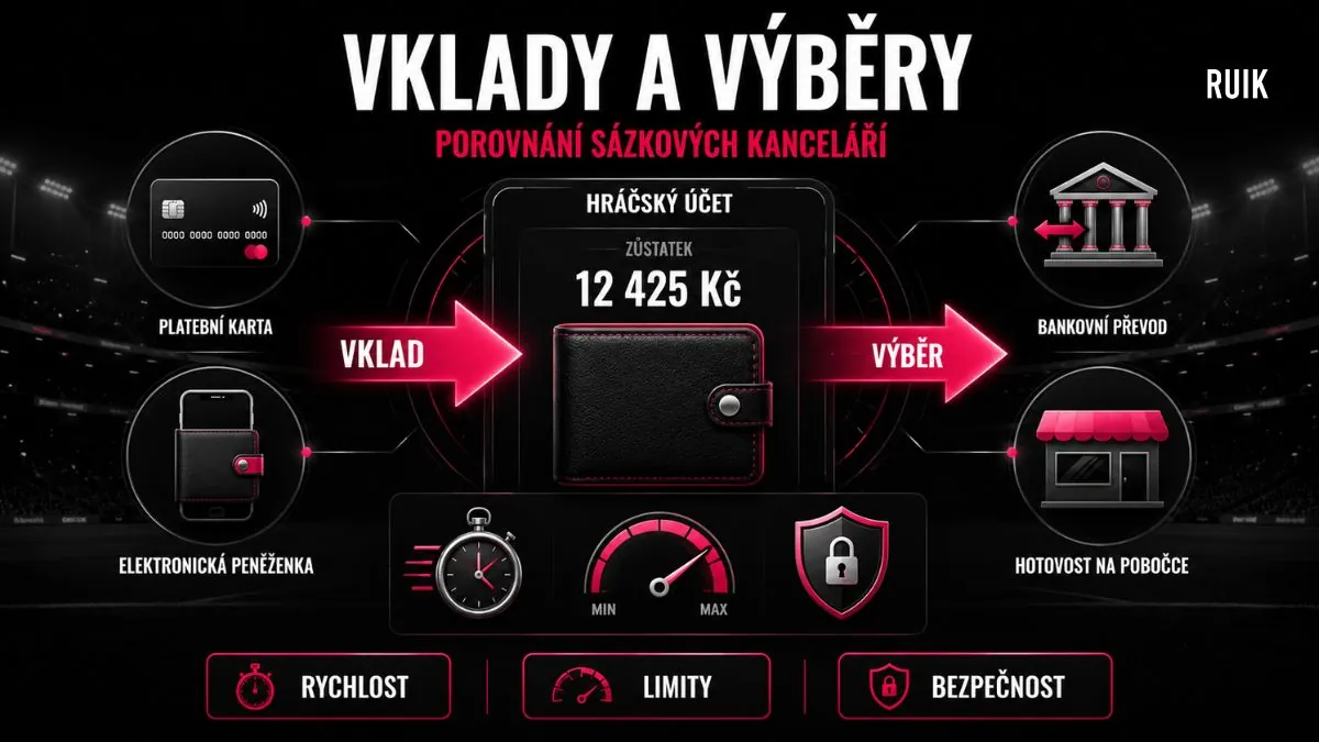 Porovnání sázkových kanceláří podle vkladů a výběrů 2026